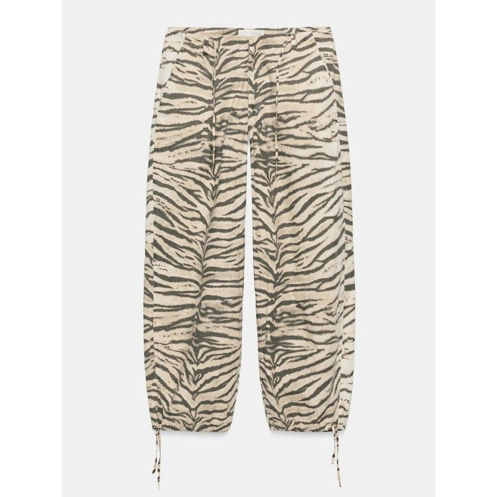 ZARA ANIMAL PRINT WIDE LEG DRAWSTRING PANTS